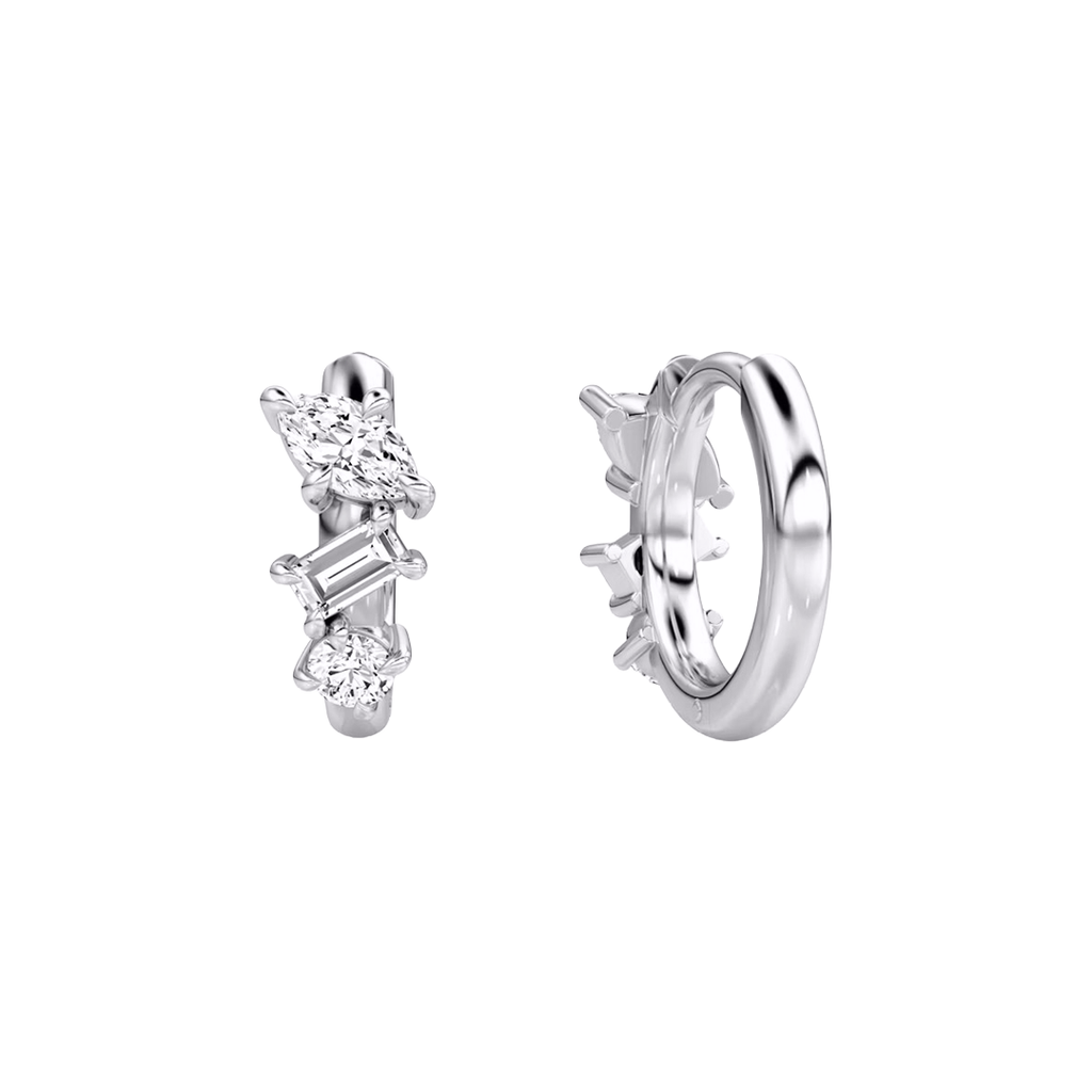 Everyday diamond hoop earrings in white gold