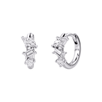 Luxury diamond huggie earrings with round and baguette cut diamonds