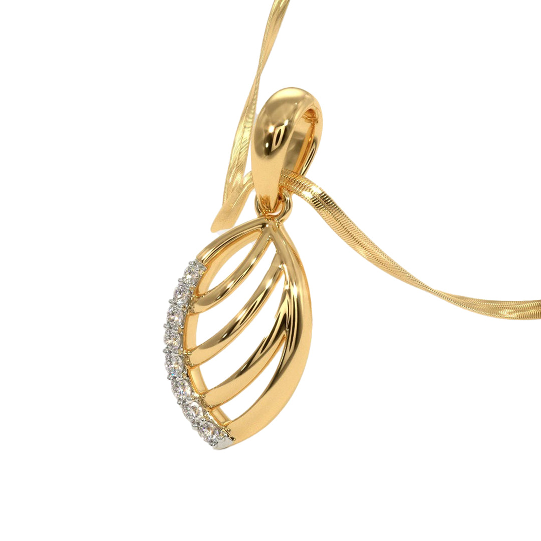 Diamond Accent Open Leaf Pendant in Gold