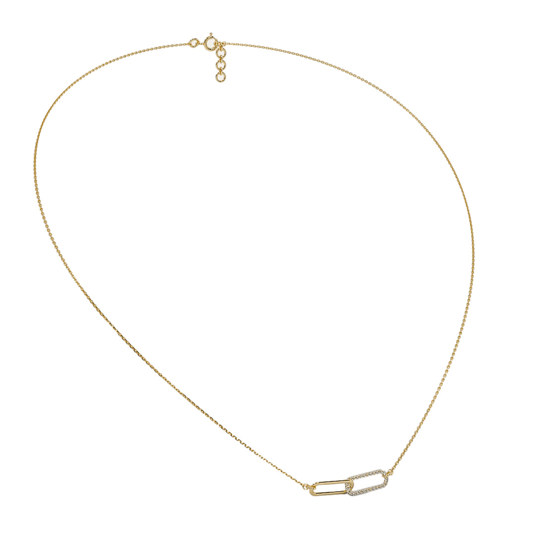 Gold interlocking link diamond pendant