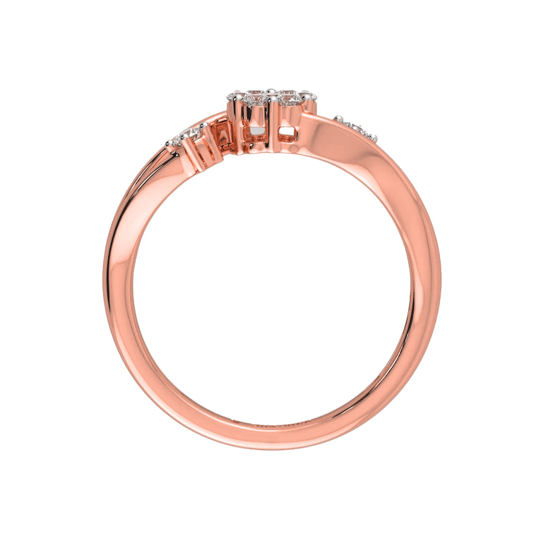 Sparkling Diamond Cluster Bypass Finger Ring in Gold