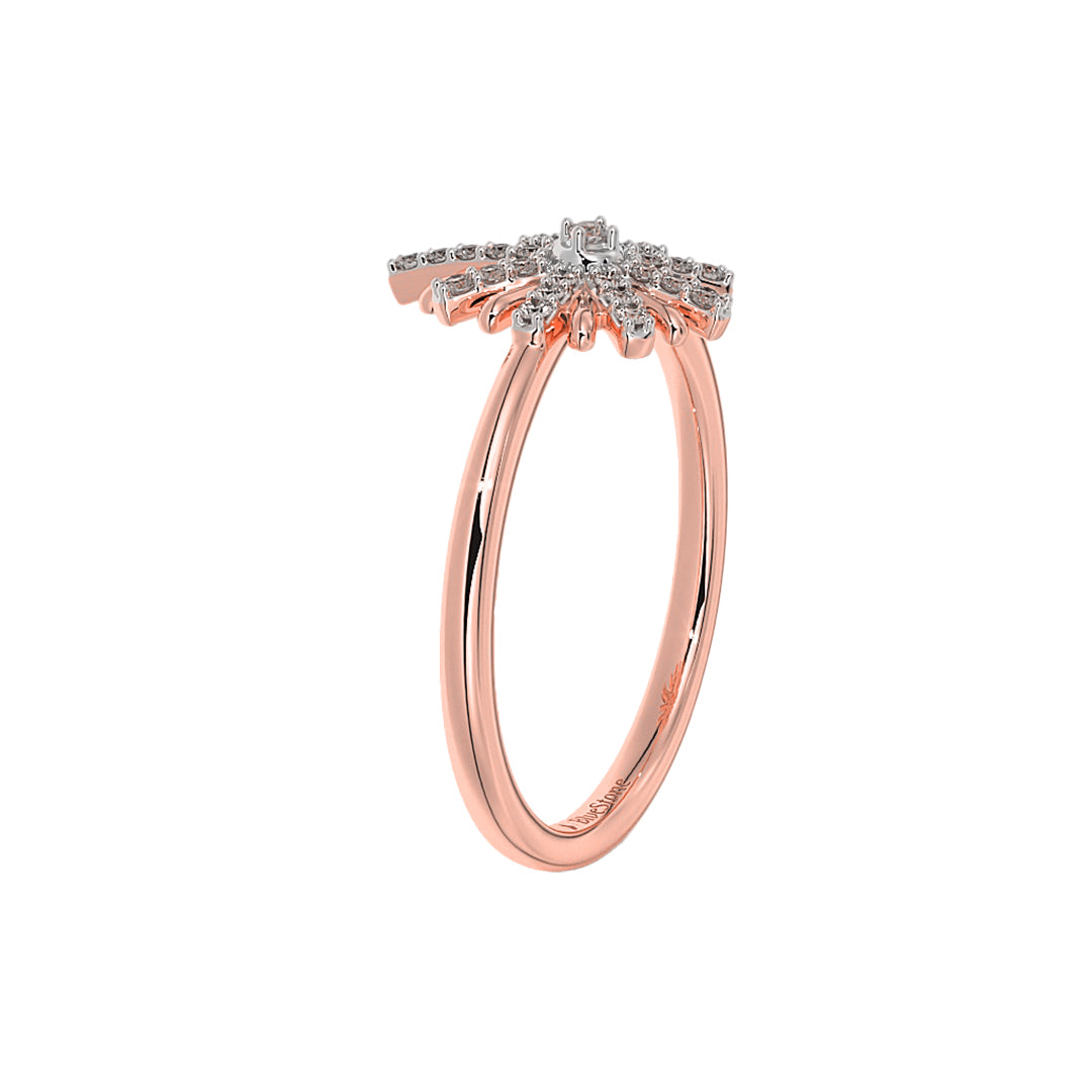 Diamond Cluster Starburst Flower Ring in Gold