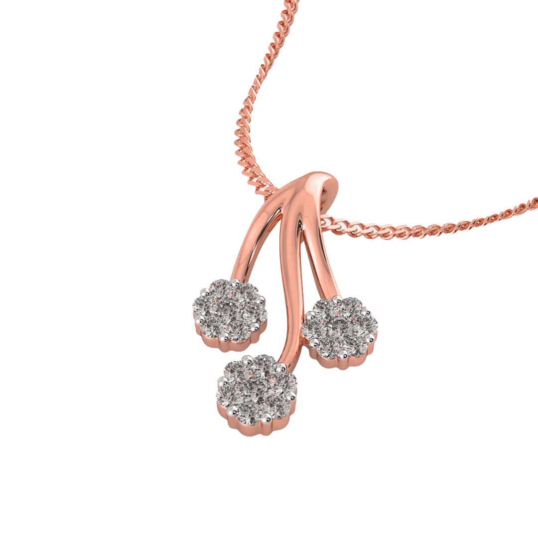 Triple Wonder Diamond Cluster Pendant in Gold