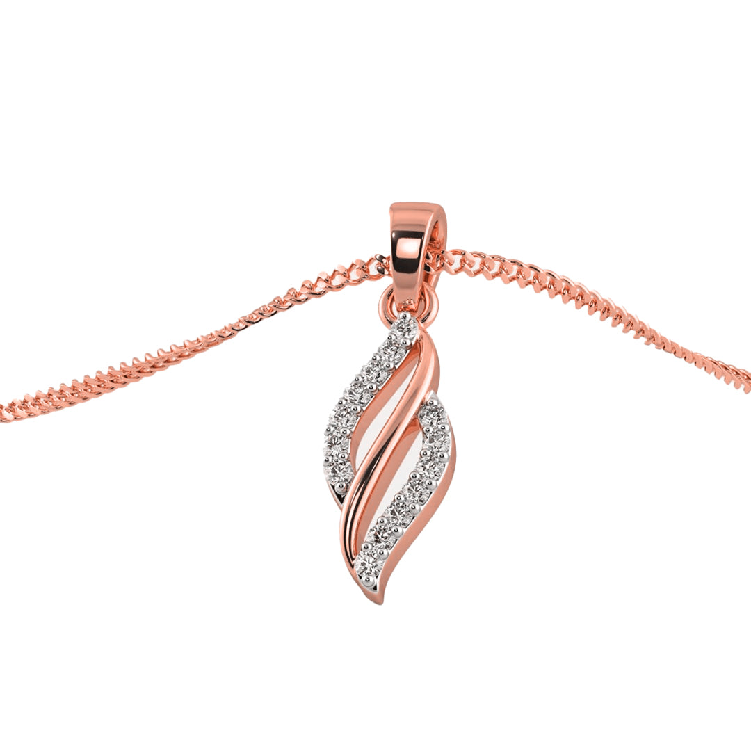 Flowing Wave Diamond Accent Pendant in Gold