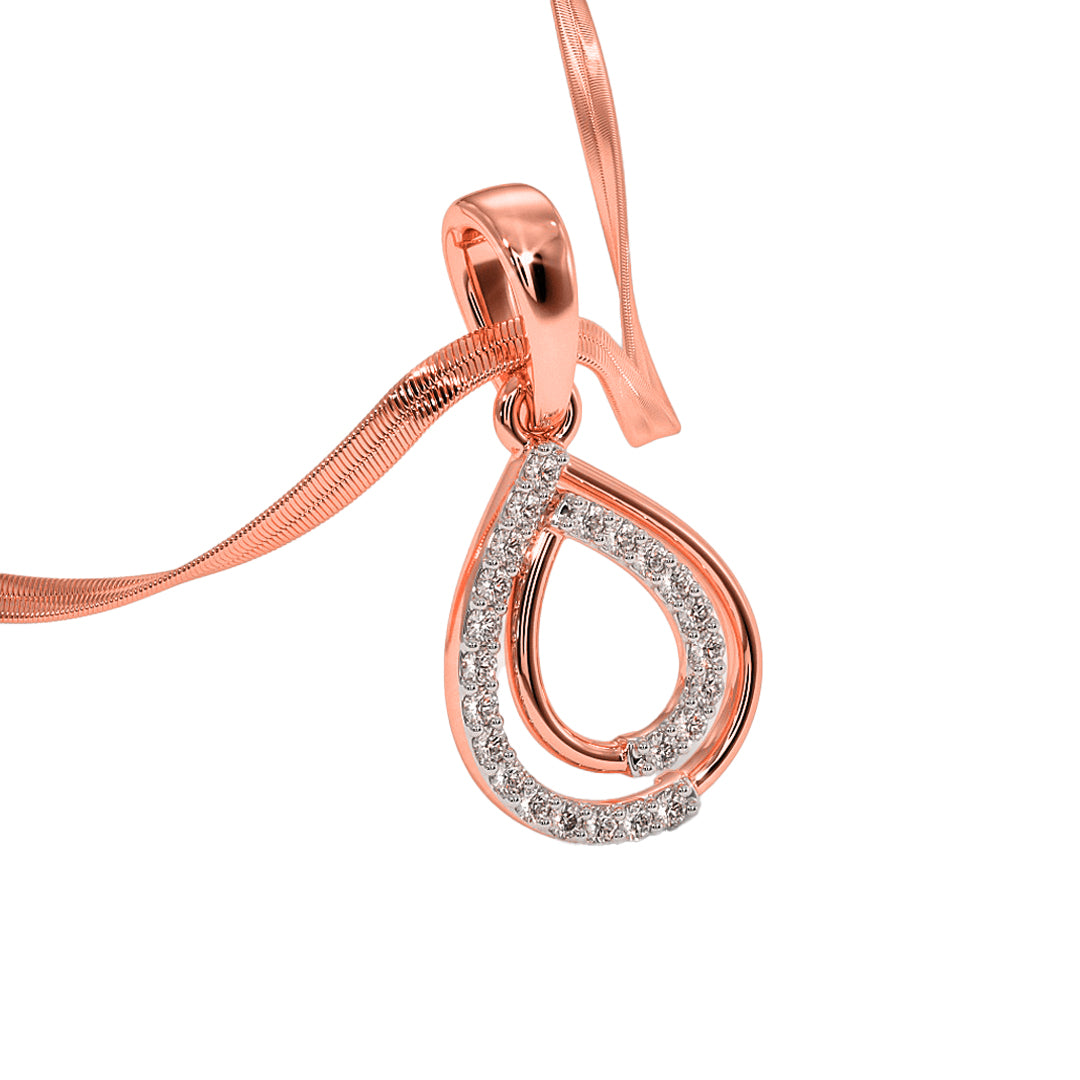 Double Teardrop Pave Diamond Pendant in Gold