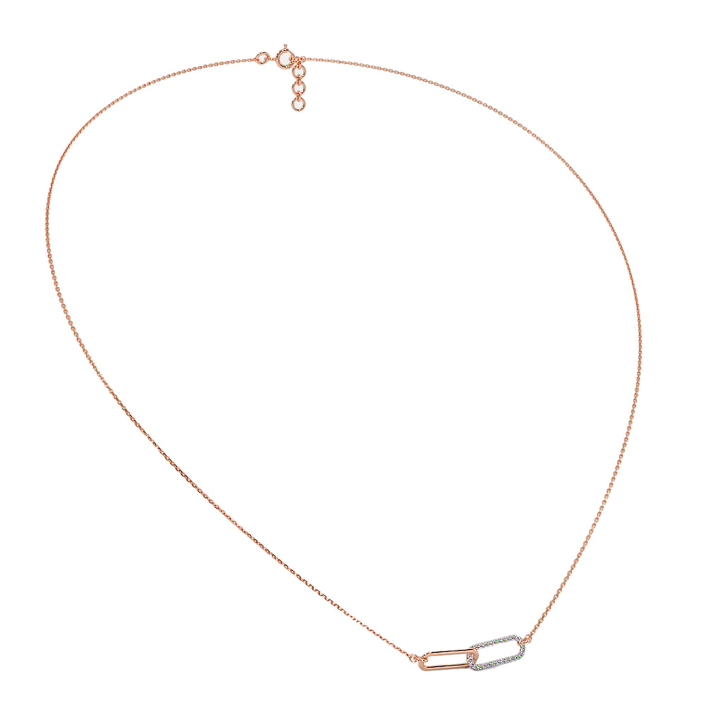 Rose Gold interlocking link diamond pendant
