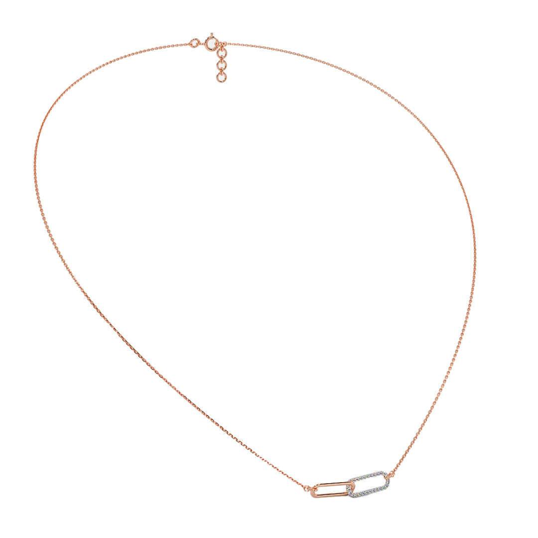 Interlocking Link Diamond Pendant Necklace in Gold