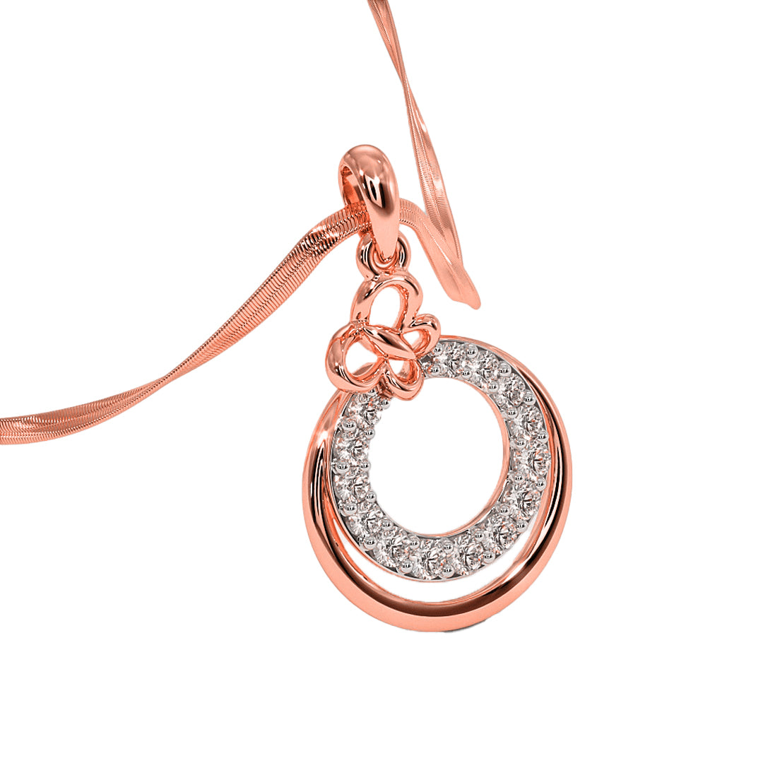 Interlocking Circle Pave Diamond Pendant in Gold