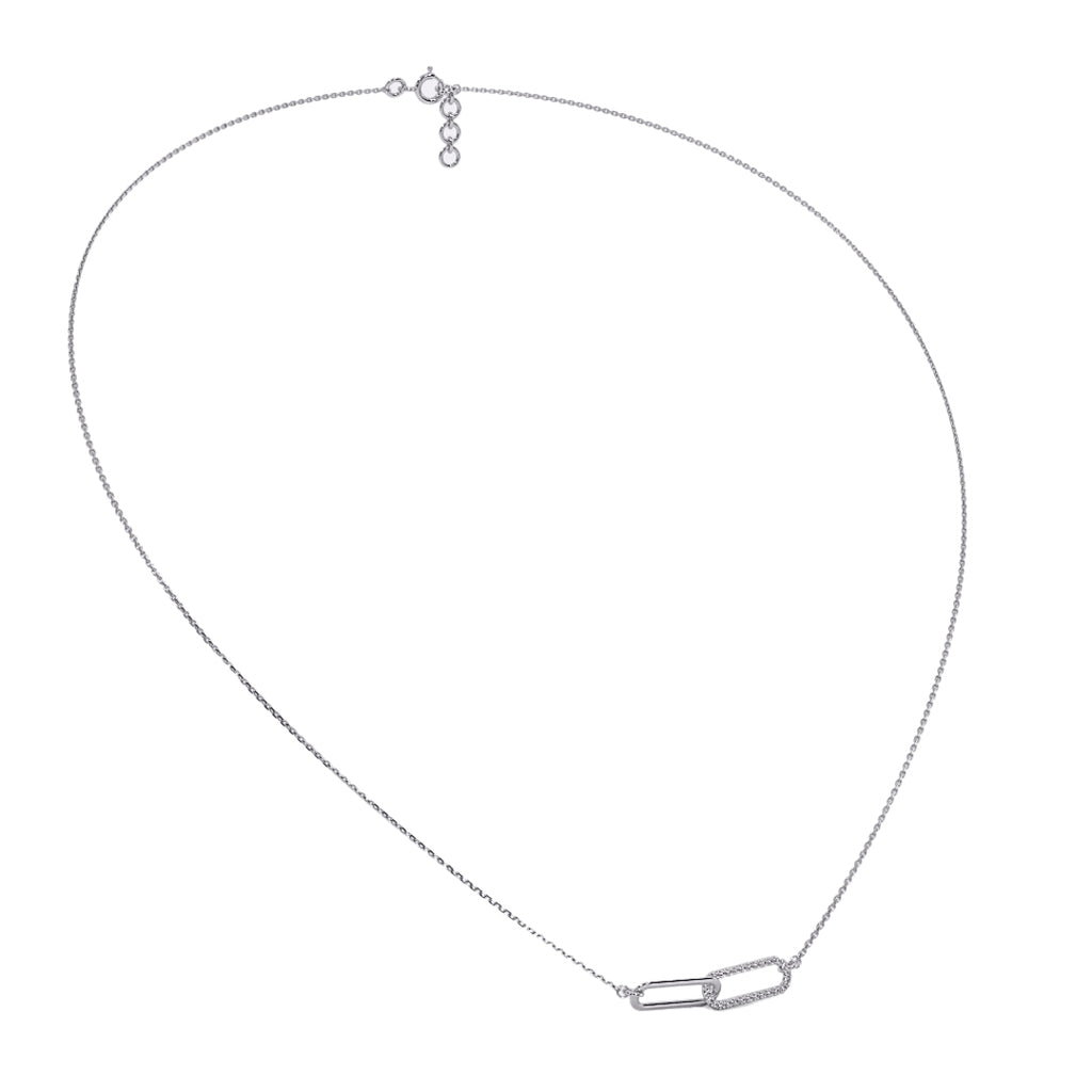 White Gold interlocking link diamond pendant