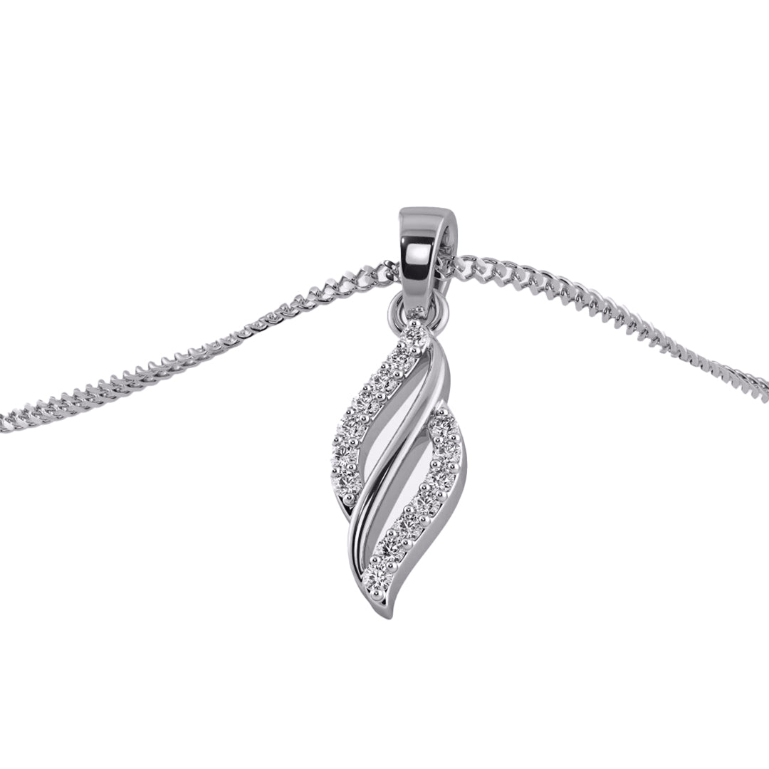 Flowing Wave Diamond Accent Pendant in Gold