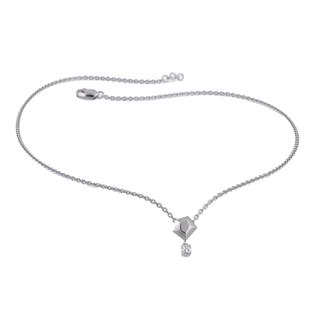 Geometric Round Diamond Solitaire Pendant Necklace in Gold