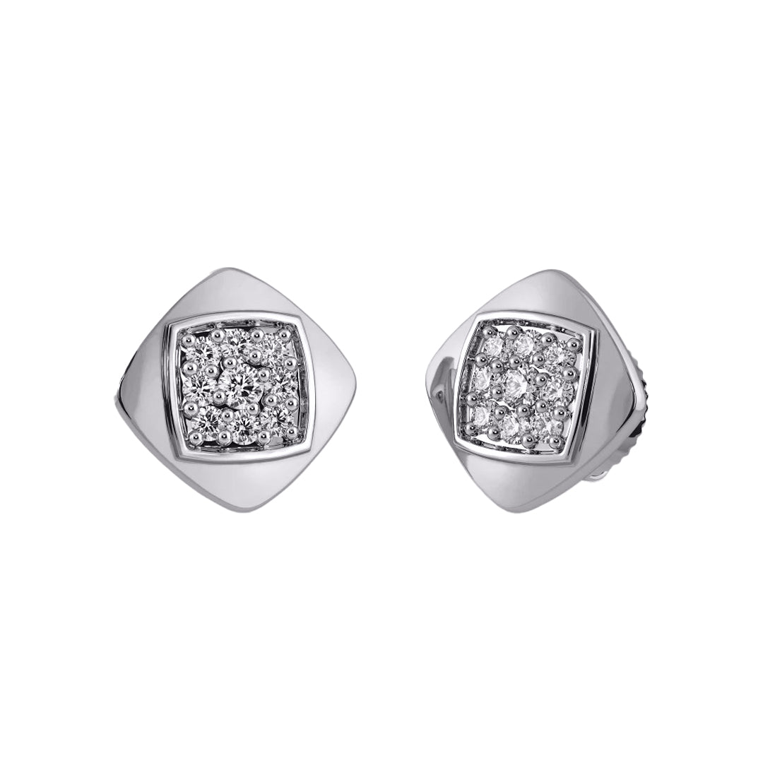 Diamond Solitaire Lariat Basel Stud Earrings in Gold