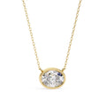 Gold oval-cut diamond bezel pendant necklace