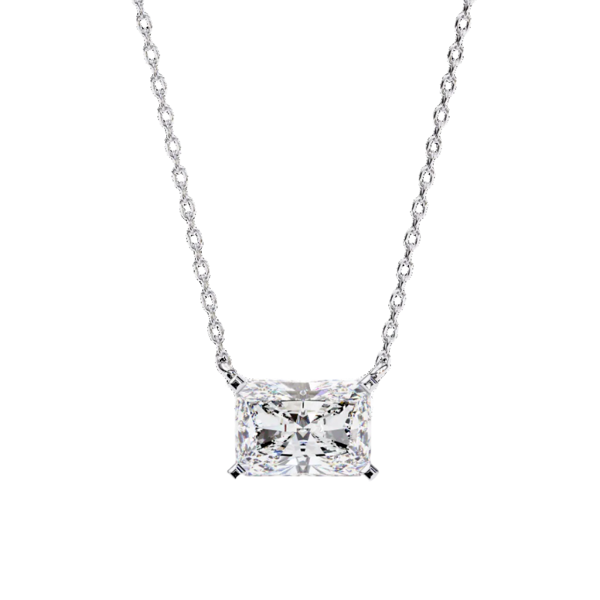 Radiant-cut diamond pendant in white gold