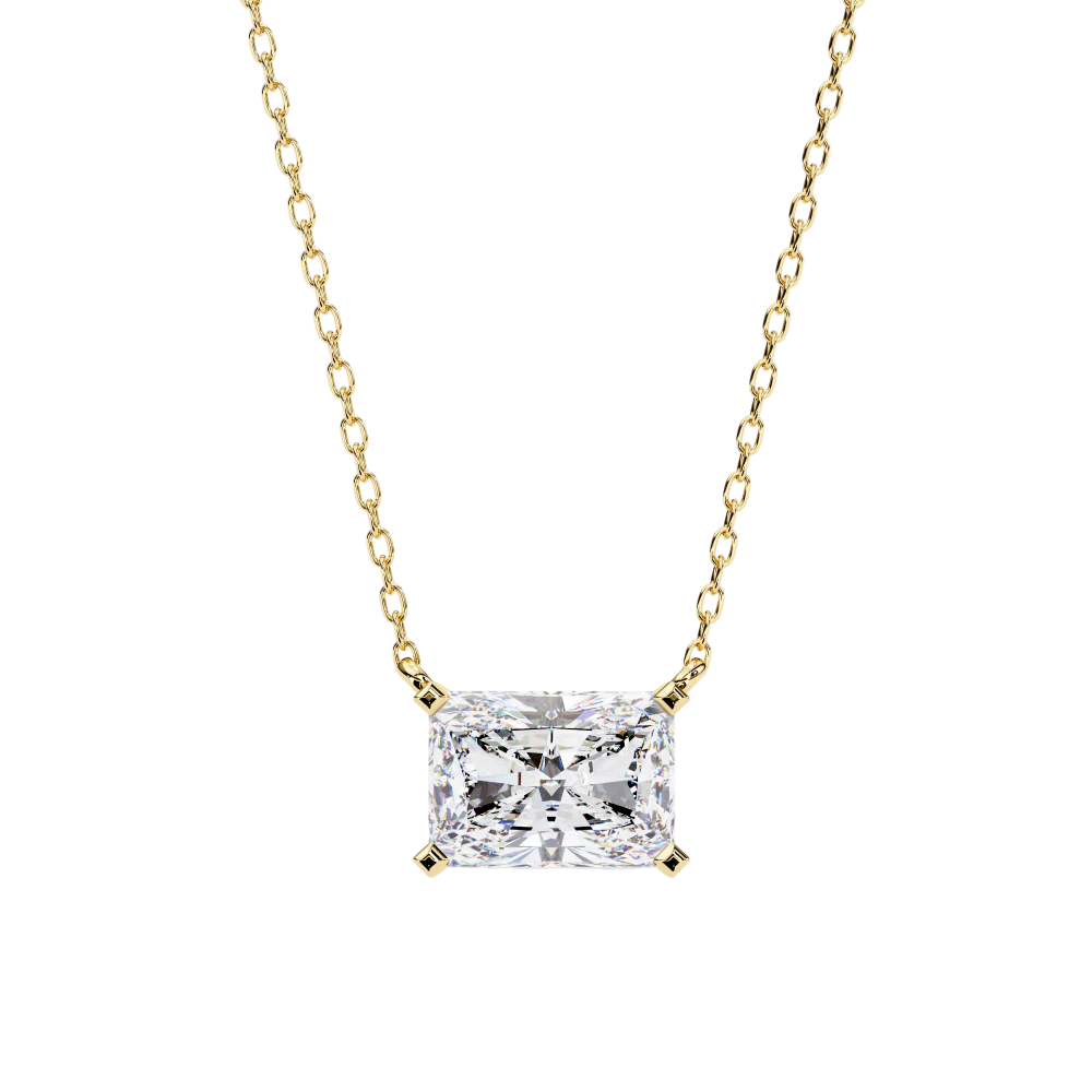 Radiant-cut diamond pendant in gold