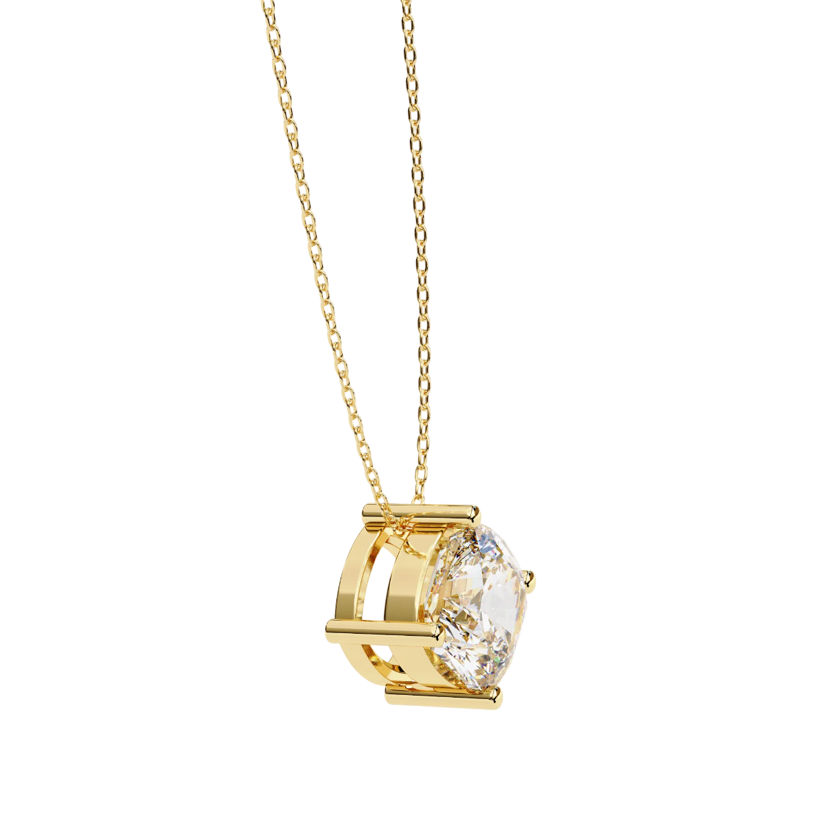 Gold prong-set rectangular diamond pendant