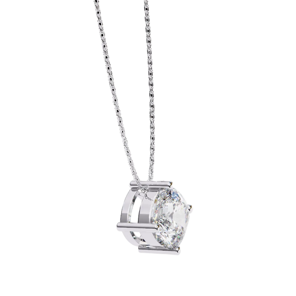 White Gold prong-set rectangular diamond pendant