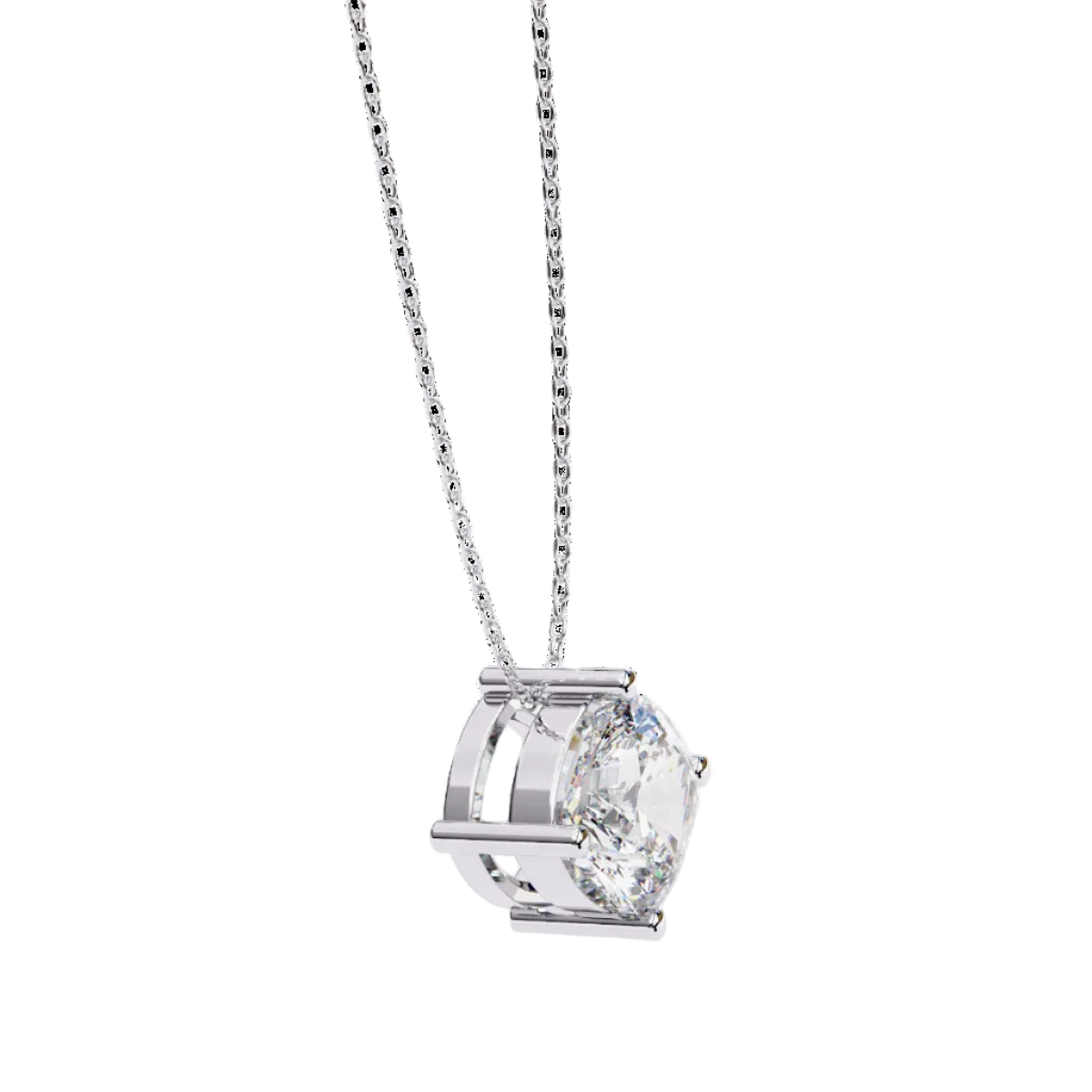 White Gold prong-set rectangular diamond pendant