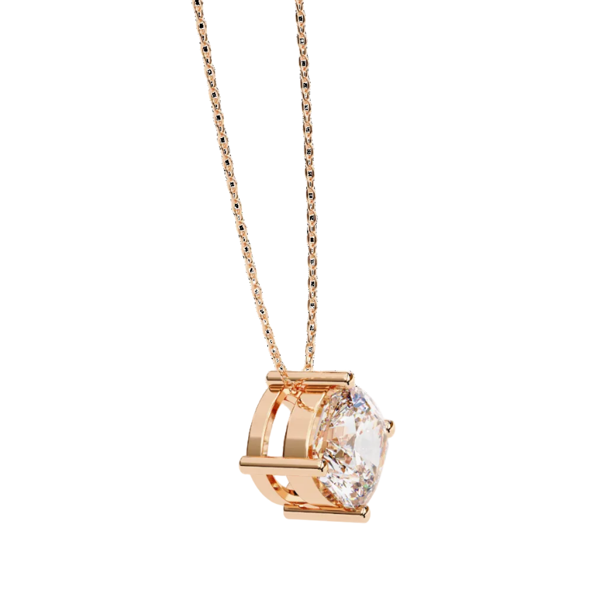 Rose Gold prong-set rectangular diamond pendant