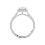 Pear Cut Halo Diamond Engagement Ring with Pave Band in Gold