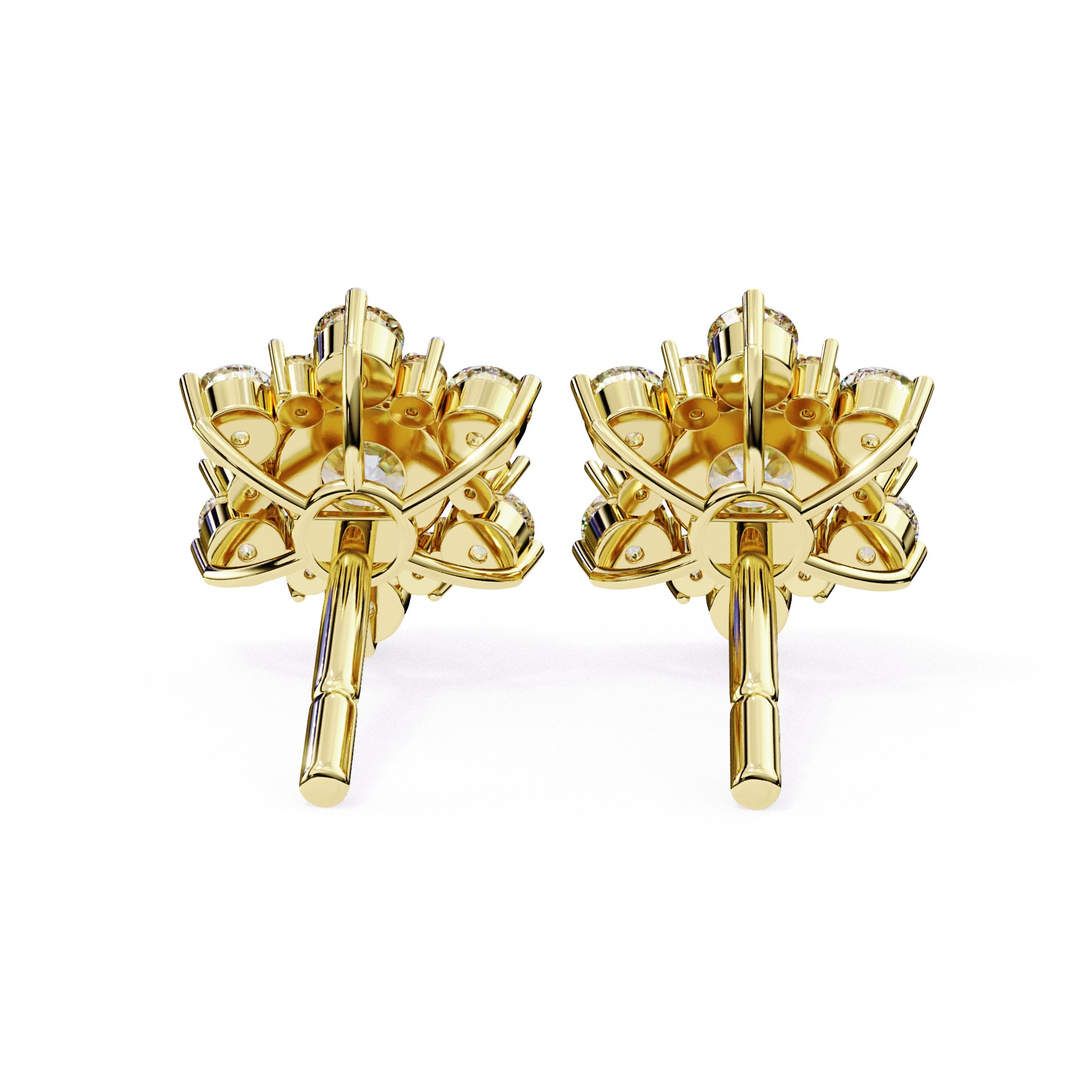 Floral pattern diamond stud earrings