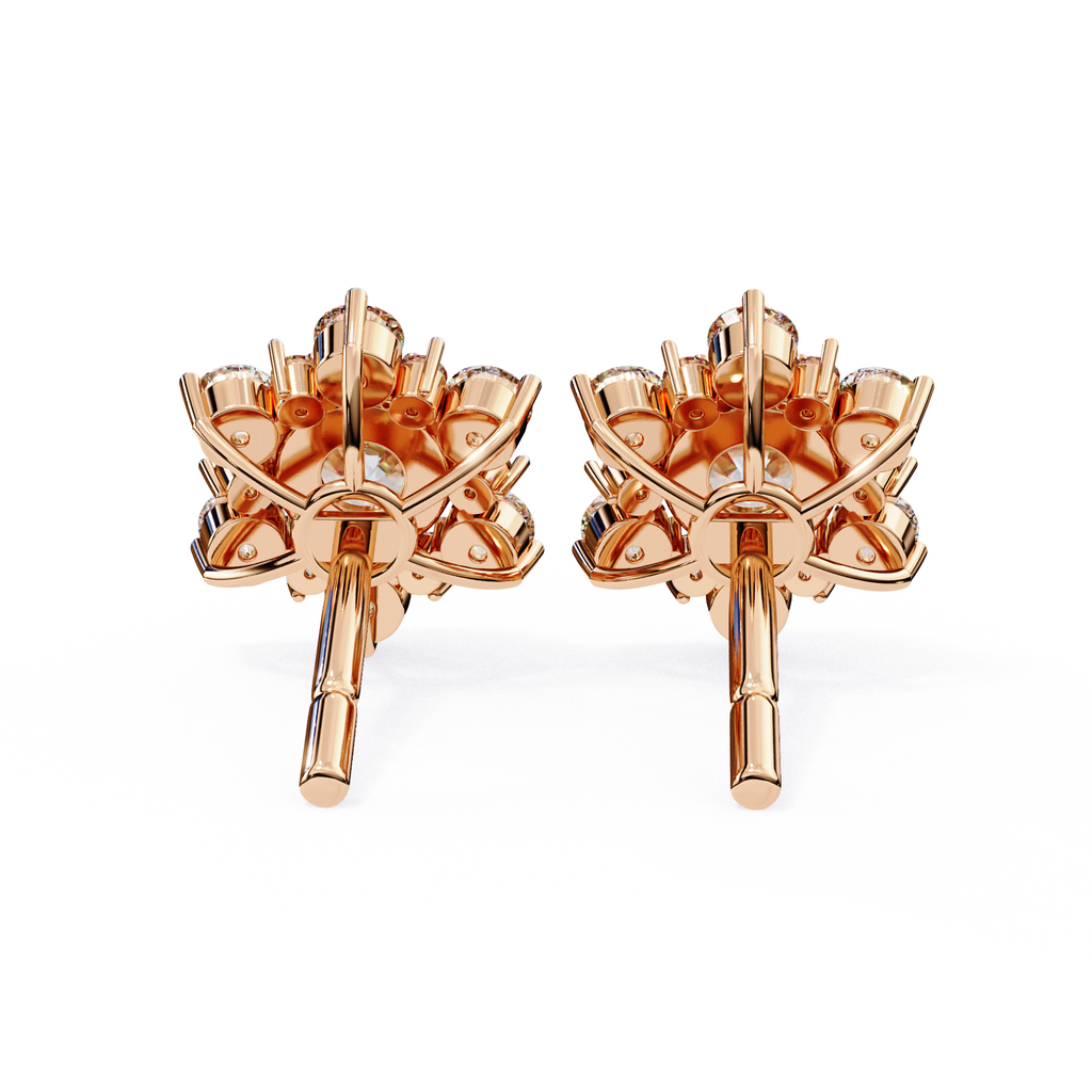 Floral pattern diamond stud earrings