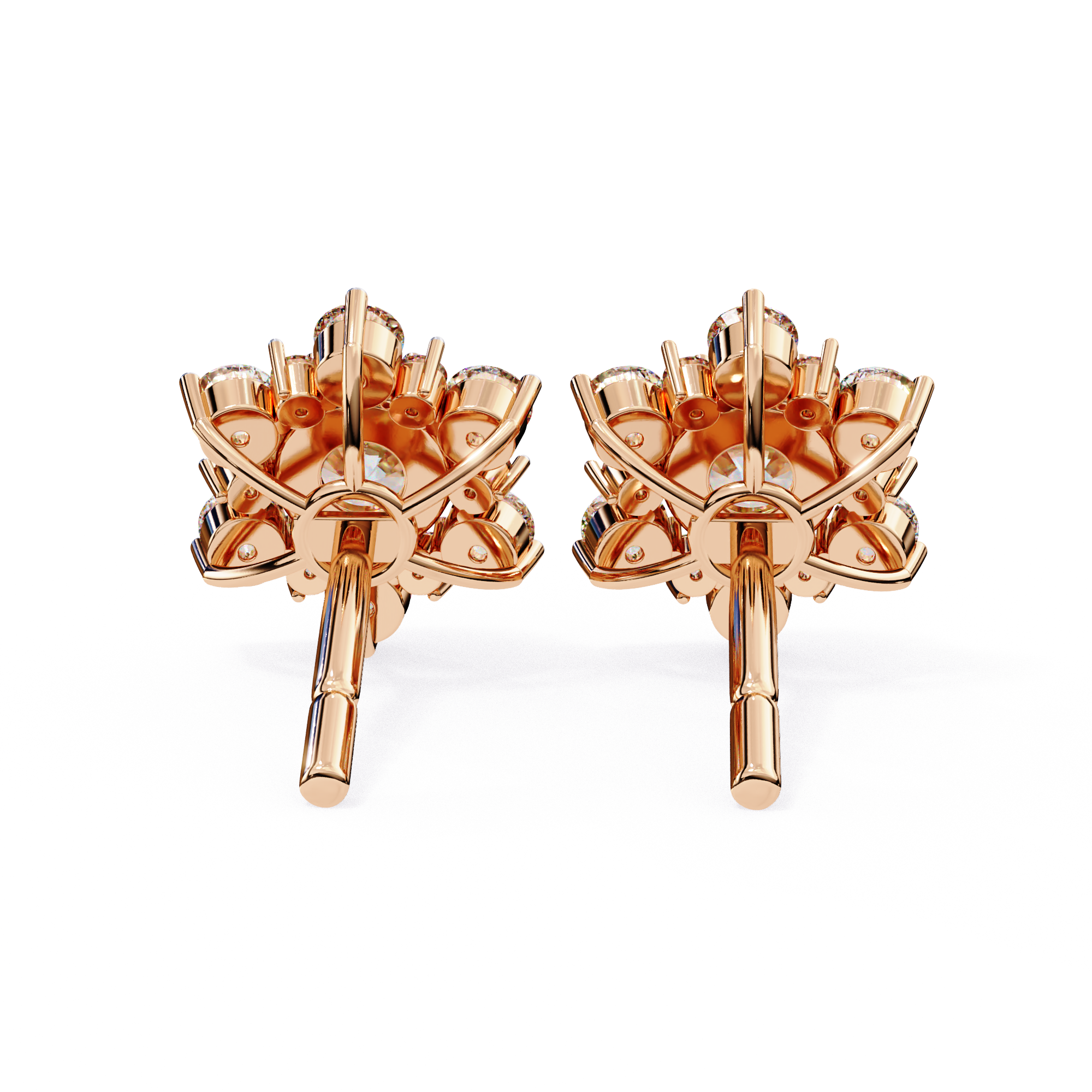 Floral pattern diamond stud earrings