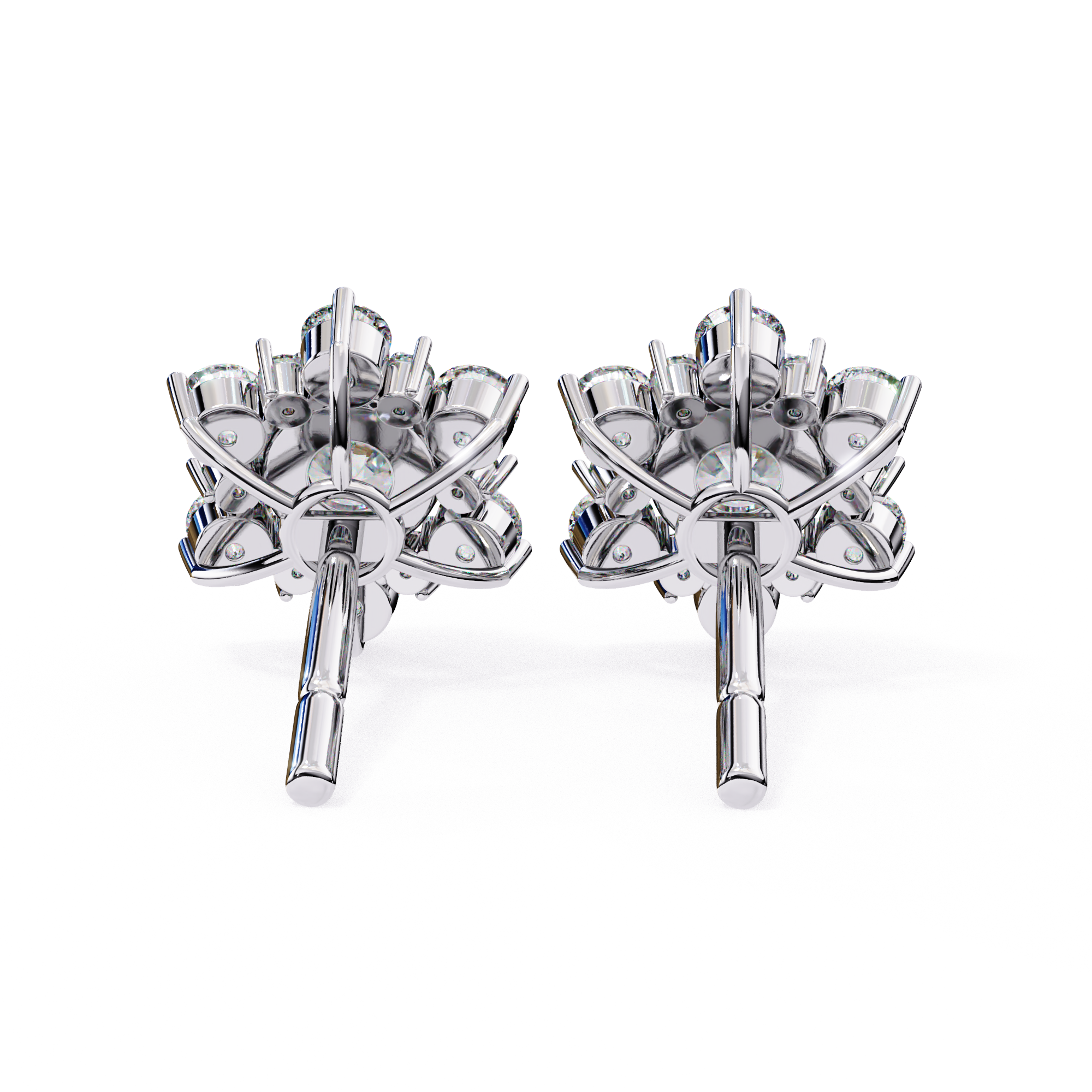 Floral pattern diamond stud earrings