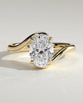 Oval Solitaire Bypass Engagement Ring in Gold