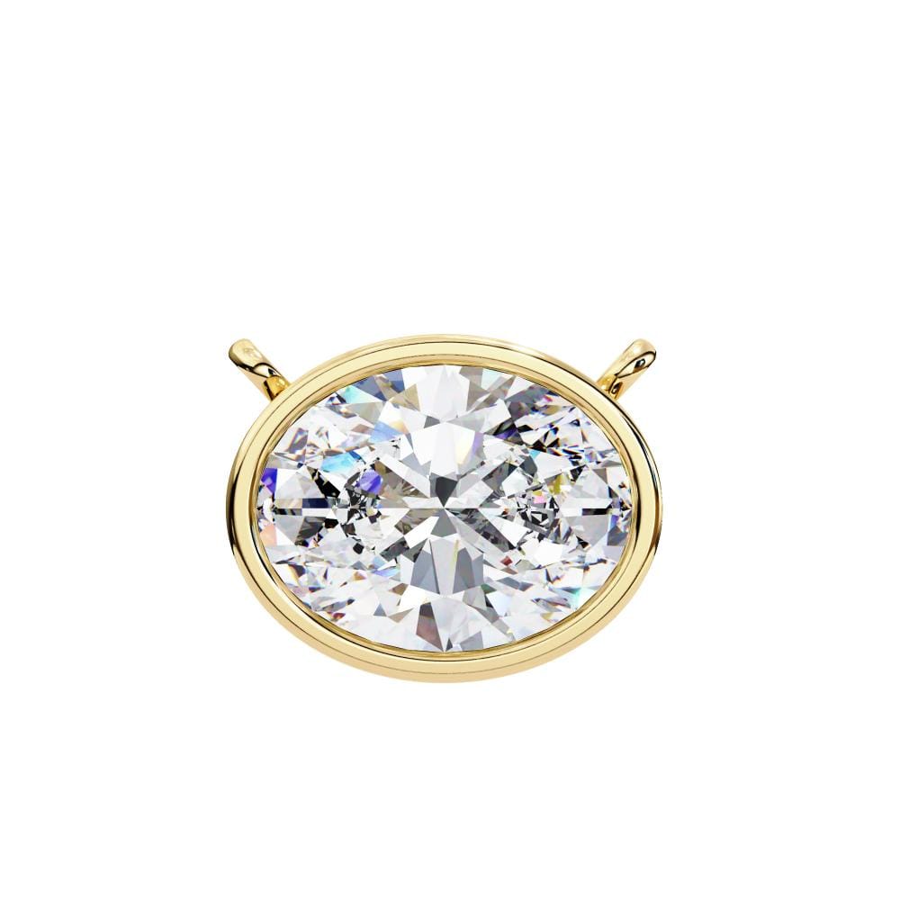 Elegant Gold Oval-Cut Diamond Bezel Pendant Necklace