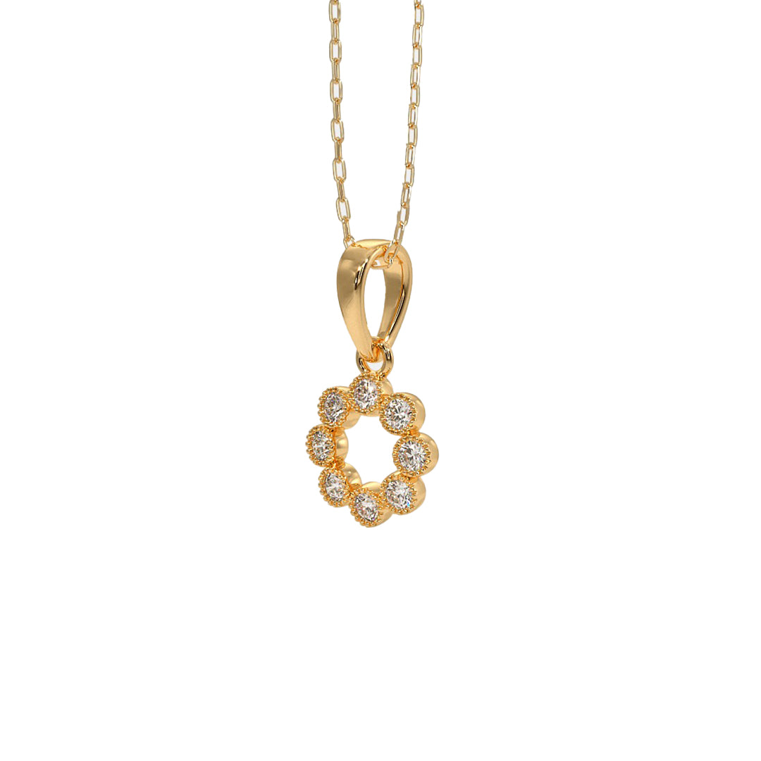The Dainty Halo Diamond Circle Pendant in Gold