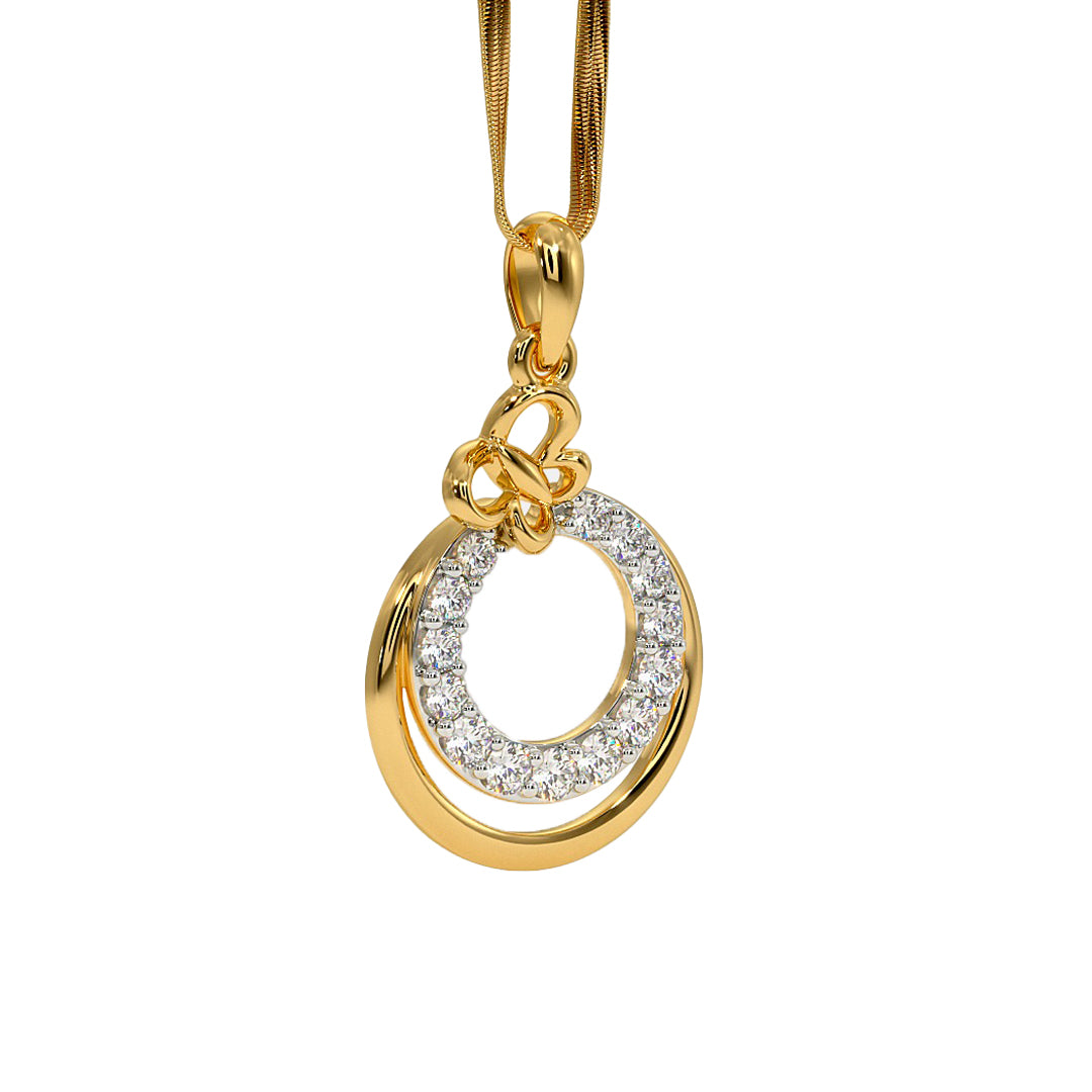Interlocking Circle Pave Diamond Pendant in Gold