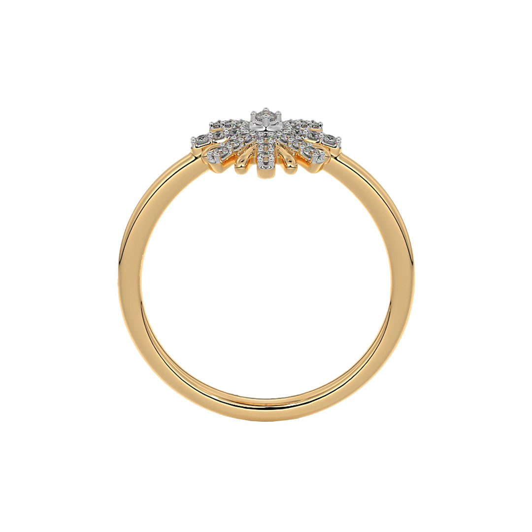 Diamond Cluster Starburst Flower Ring in Gold