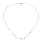 Modern interlocking link diamond necklace in gold