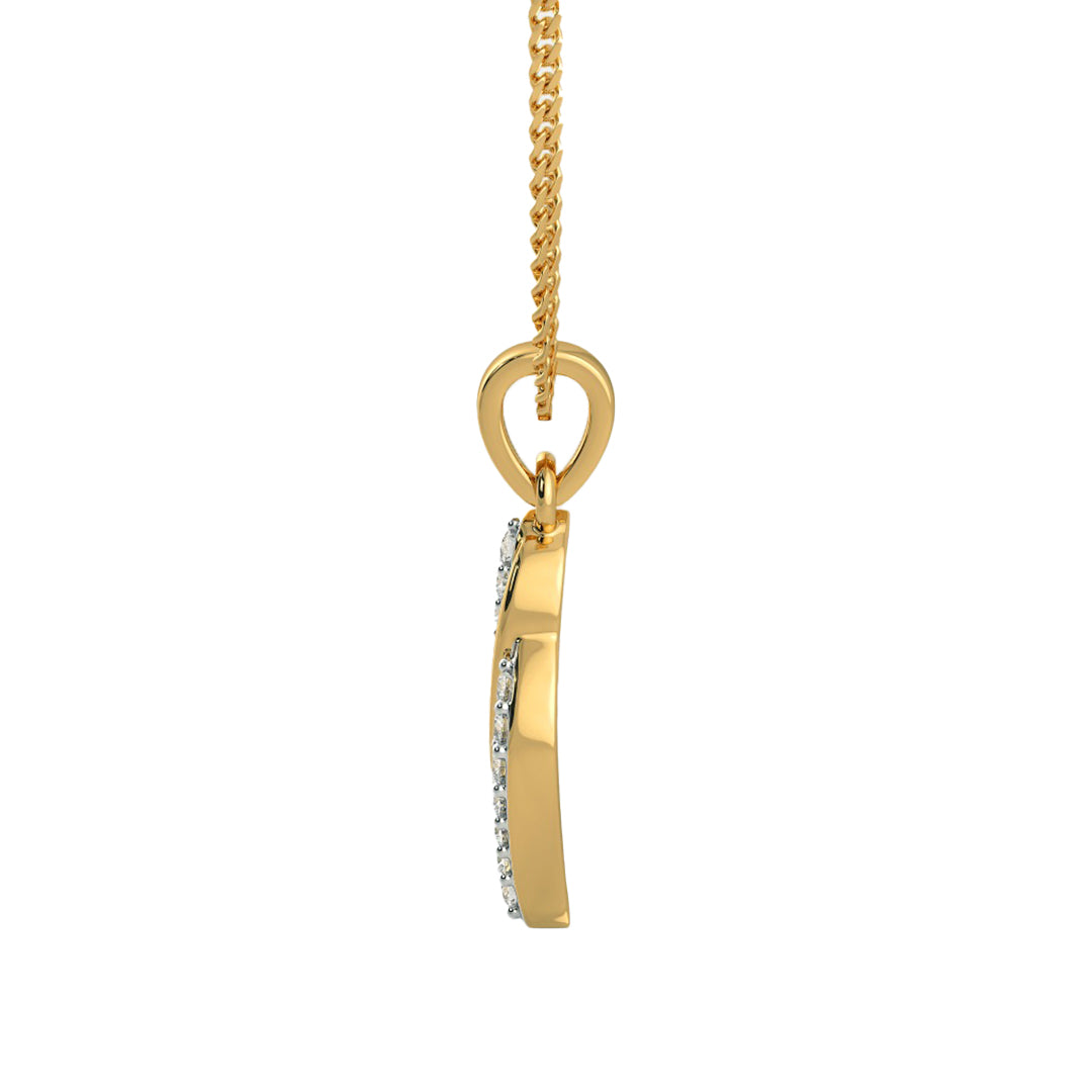 Flowing Wave Diamond Accent Pendant in Gold