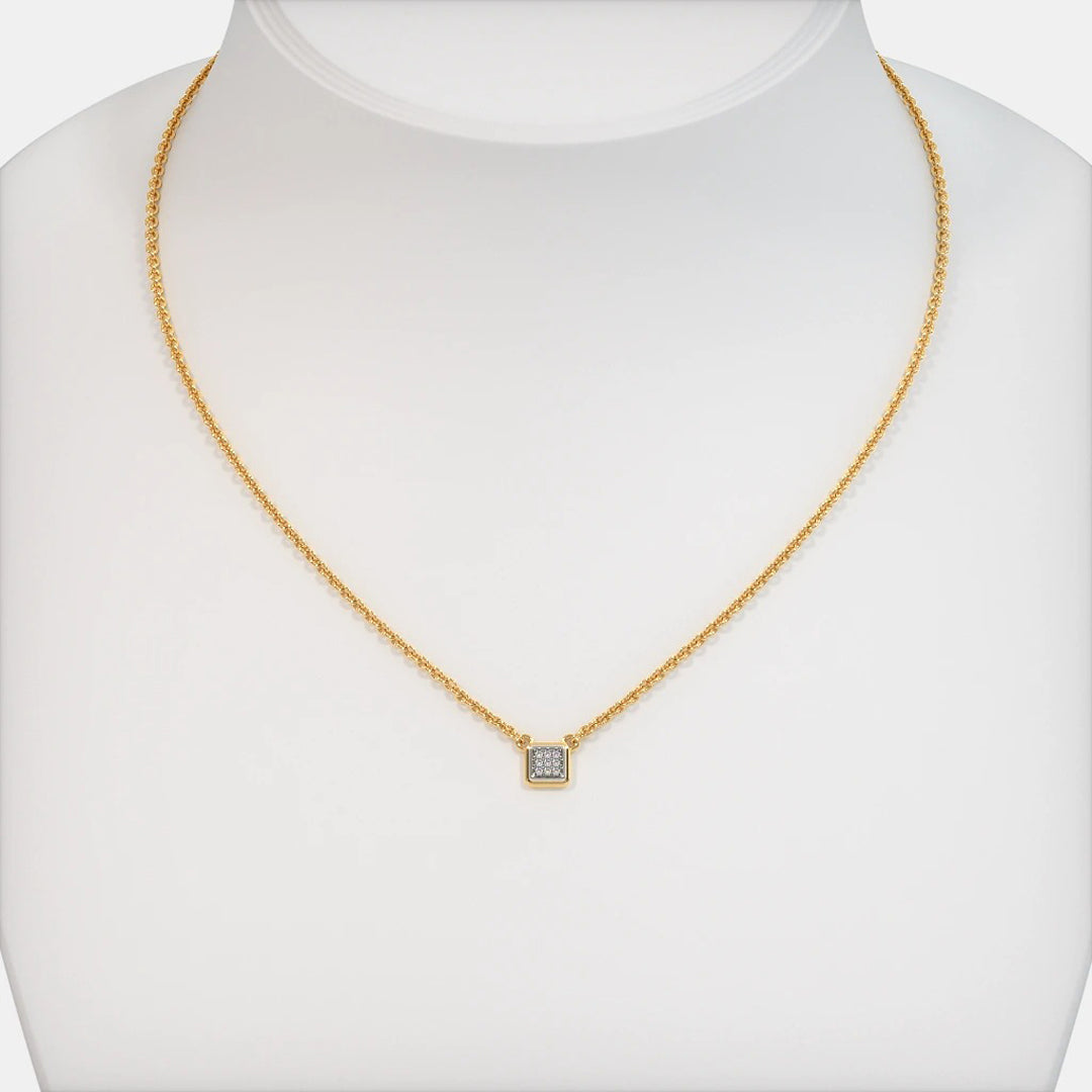 Square Diamond Cluster Pendant Necklace in Gold