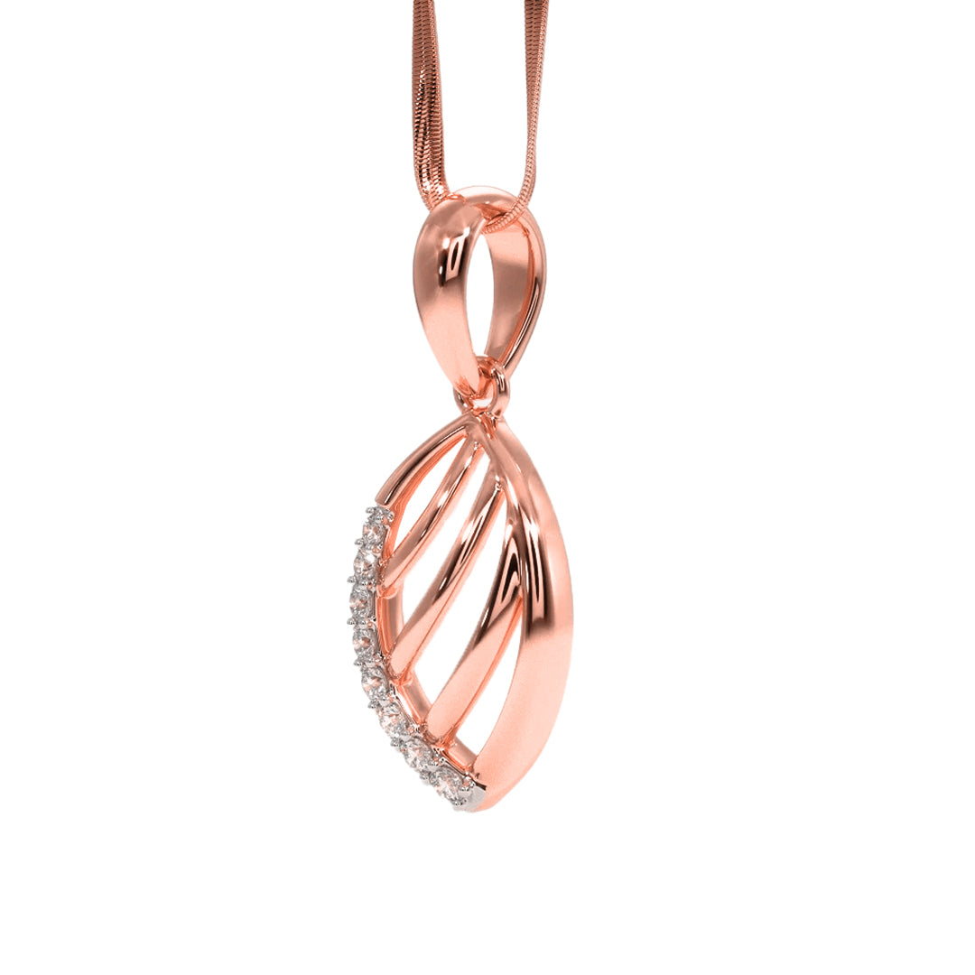 Diamond Accent Open Leaf Pendant in Gold