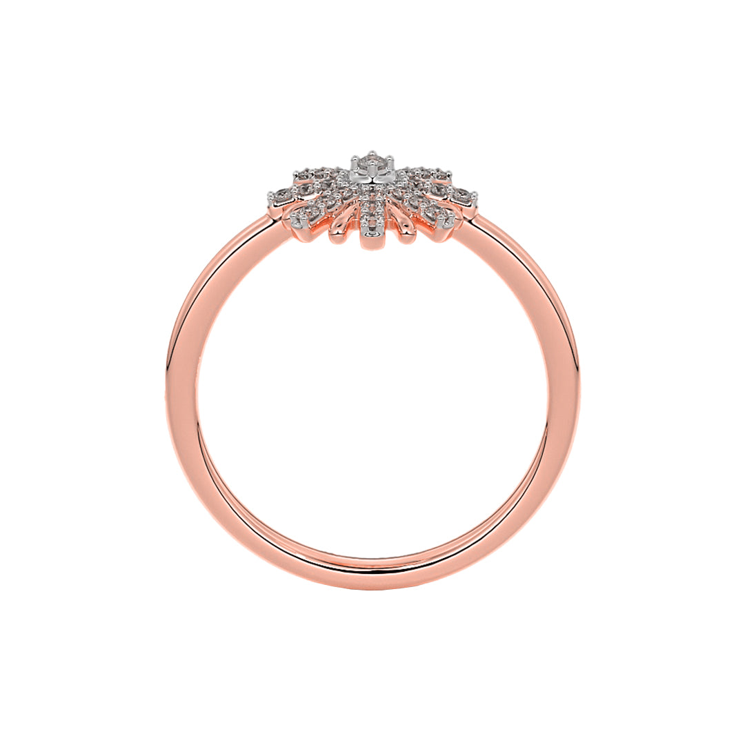 Diamond Cluster Starburst Flower Ring in Gold
