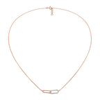 Modern interlocking link diamond necklace in rose gold