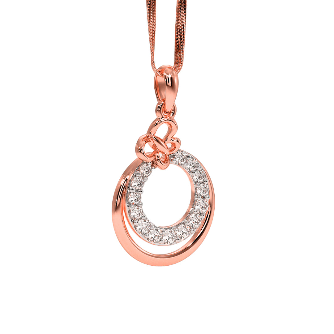 Interlocking Circle Pave Diamond Pendant in Gold