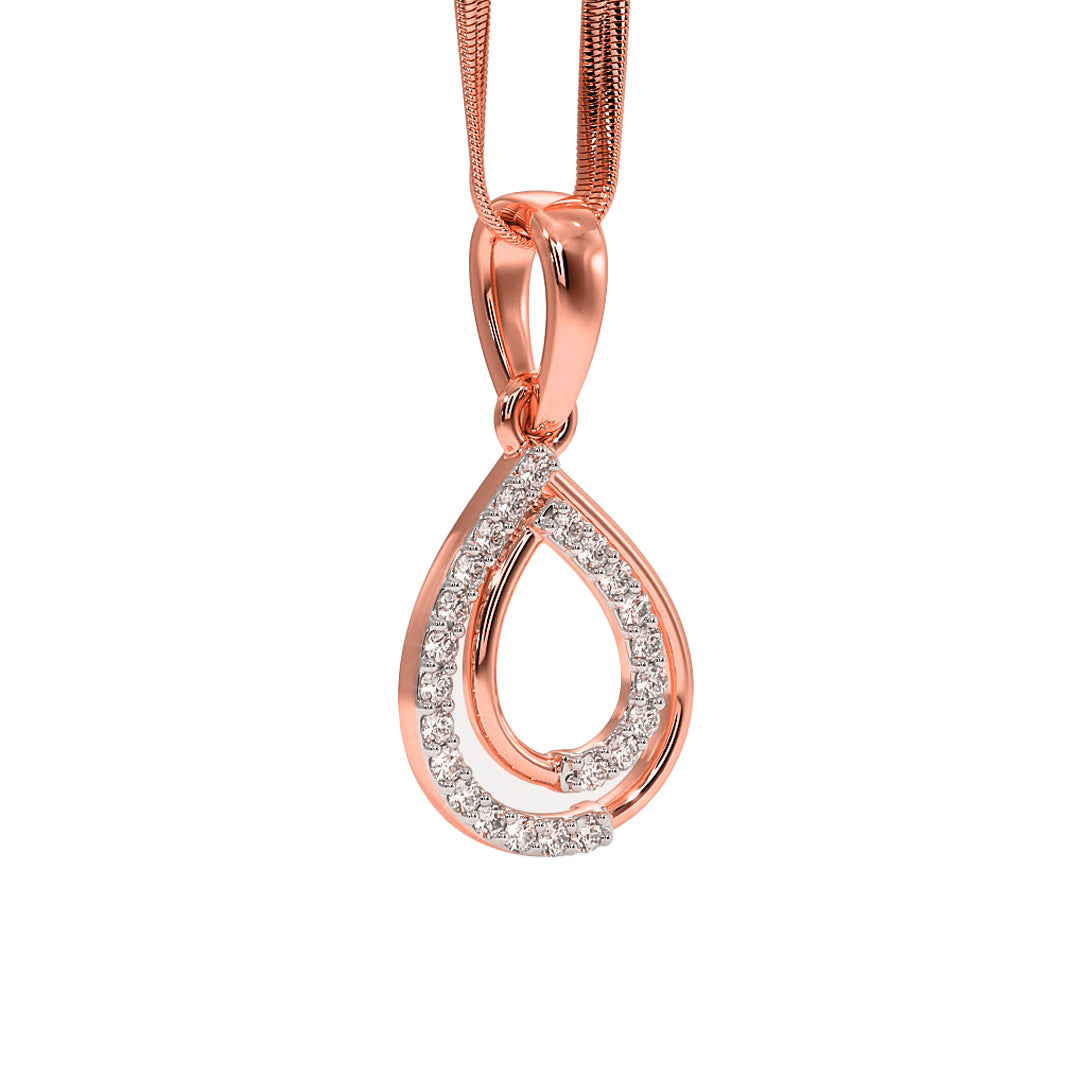 Double Teardrop Pave Diamond Pendant in Gold