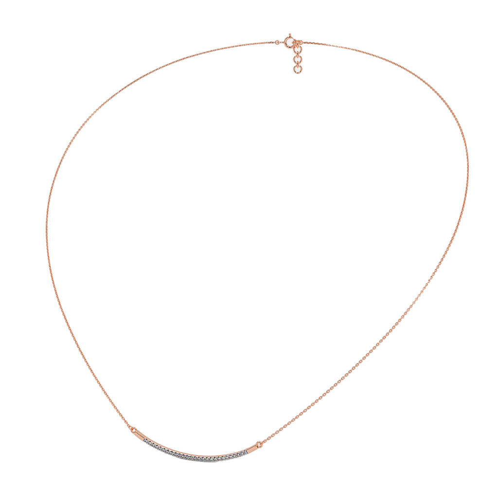 Rose gold necklace on a white background