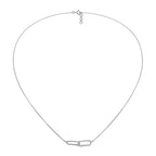 Modern interlocking link diamond necklace in white gold