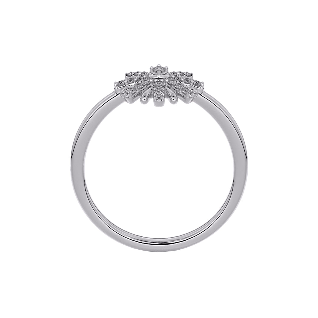 Diamond Cluster Starburst Flower Ring in Gold