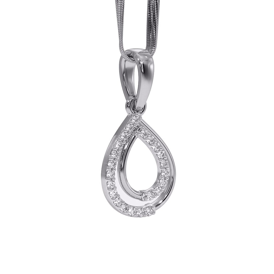 Double Teardrop Pave Diamond Pendant in Gold