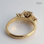 Cushion Cut Three-Stone Diamond Ring in Gold
