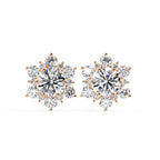 Rose Gold flower diamond stud earrings with cluster design
