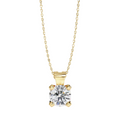 Gold round diamond pendant with 4-prong setting