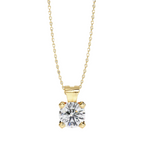 Gold round diamond pendant with 4-prong setting