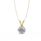 Classic solitaire round diamond pendant in gold
